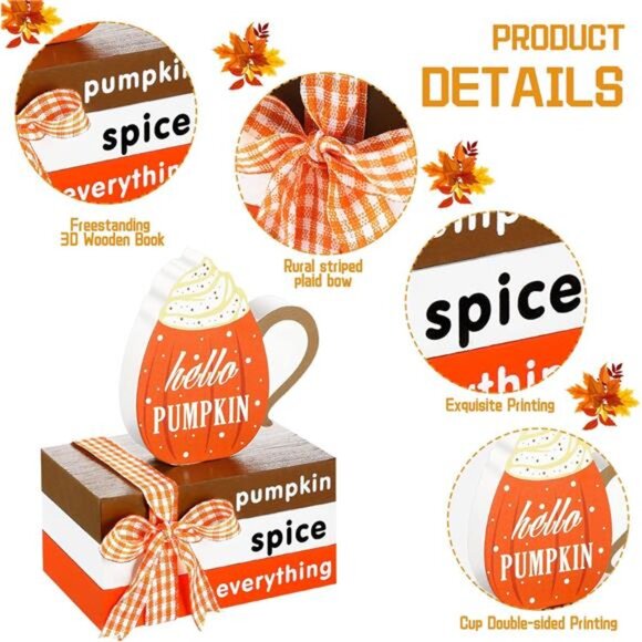 Summer Wooden Tiered Tray Decor Mini Coffee Wooden Book Stack Watermelon Book - Picture 6 of 7